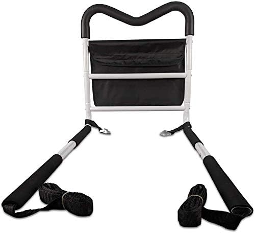 MEDPRO Adjustable Contoured Bed Rail with Multiple Gripping Positions, Black/White