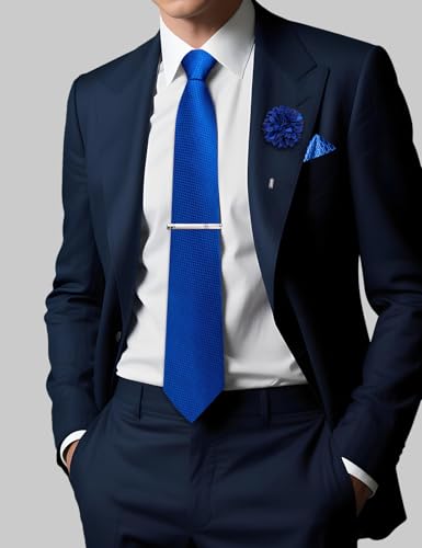 Image of DiBanGu Silk Pre-tied Ties for Men Formal Adjustable Necktie Set | 6PCS,Zipper Tie,Pocket Square,Cufflinks,Tie Clip & Lapel Pin,Wrinkle-Resistant,Premium Gift Box,Formal Business Wedding Party