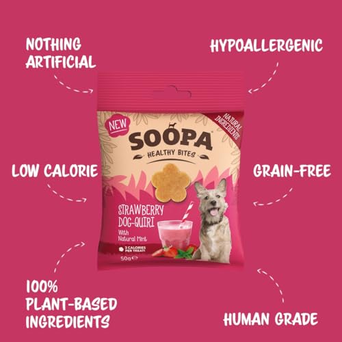 Soopa Strawberry Dog-Quiri Healthy Bites 10-Pack, Human-Grade, Grain-Free, Natural Dog Treats for Small Dogs Medium, Large - Image 2