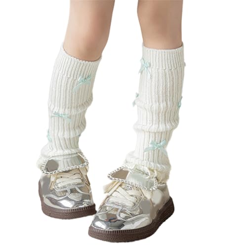 Kids Long Tube Socks with Bowknot Fashionable Leg Warmers Children Fashionable Long Leg Socks Pair for Girls Aged 3-8