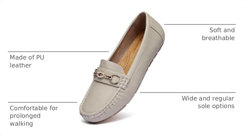 Image of Women's Business Loafers Work Casual Flats Shoes Lightweight Penny PU Leather Slip On Walking Shoes