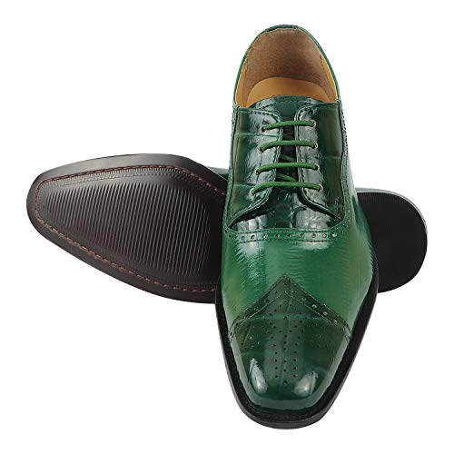 Image of LIBERTYZENO Mens Brogue & Plain Genuine Leather Animal Print Lace Up Oxford Dress Shoes for Easter Gift