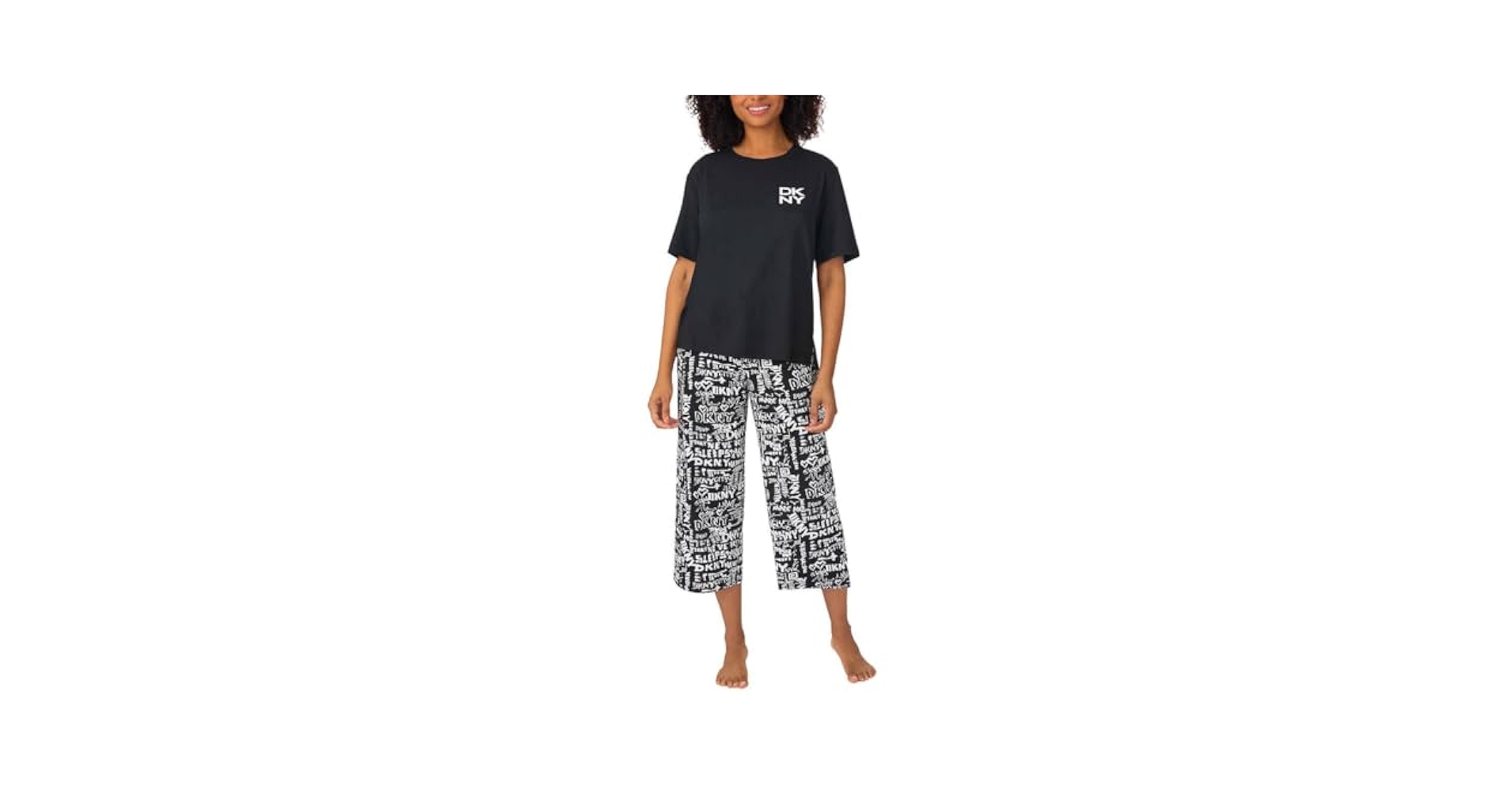 DKNY寝具2点セット DKNY Women's 2-Piece Pajama Set (Black, S), Small at Amazon