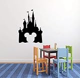 CustomVinylDecor Black Disney Mickey Mouse Castle Vinyl Wall Decal |22in x 31 in Black | Home Decor Sticker for Bedroom, Playroom, or Classroom |