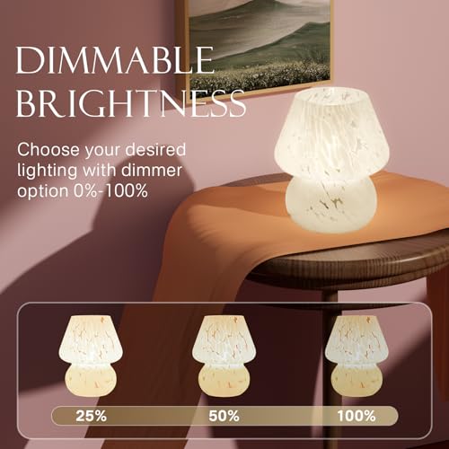 Image of Dawnwake Mushroom Lamp Table Lamp for Bedroom,Small Desk Bedside Lamps for Living Room,Mushroom Decor Cute Mini Modern Mid Century Lamps for Night Stands (Flame White)