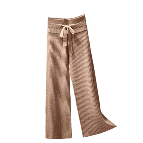 Pantalon taille haute avec cordon de serrage keusyoi ample tricot automne