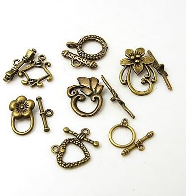 LiQunSweet 10 Sets Mixed Antique Bronze Toggle OT Toggle Clasps End Toggle Jewelry Clasps Connectors Bar for Bracelet Necklace Jewelry Making Findings