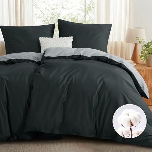RUIKASI Bettwäsche 135x200 Baumwolle 4teilig - Bettwäsche-Sets 135x200cm Grau Wendebettwäsche 4tlg mit Reißverschluss, zweifarbige Bettbezüge 2er...