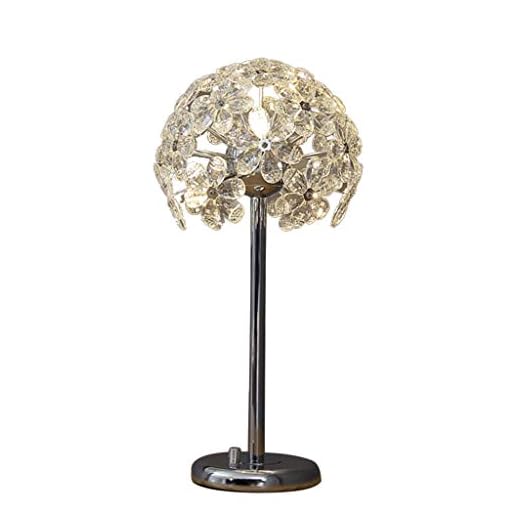 Inomhusbelysning – CSQ modern bordslampa, blommor kristall lampskärm krom bas skrivbordslampa varmt ljus E27 knappkontroll nattlampa vardagsrum golvlampa guld, champagne, silverljus 24*48cm SILVER