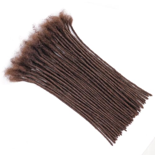Huarisi 12 Inch Brown Dreadlock Extensions Human Hair 0.2cm Thin Loc Extensions Real Human Hair for Men Women 60 Strands #4 Full Handmade Permanent Dreadlock Extensions Can Be Curled - Image 2
