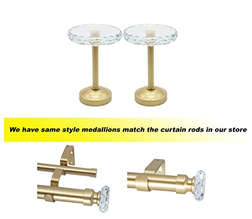 Meriville 1-Inch Diameter Double Window Treatment Curtain Rod, Cut Crystal Finial, 28-Inch To 48-Inch Adjustable, Royal Gold #TOP2
