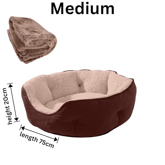 Image of DRILLY Premium Fur Washable Dog /cat Bed with Blanket for Small |Medium |Large | Extra Large | XXL |XXXL | 4XL Size Dogs | Cats | Puppy | pet | Rabbit | Persian cat | Indoor cat (M)
