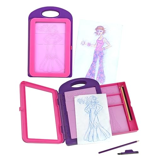 Melissa & Doug Fashion Design Art Activity Kit - 9 Double-Sided Rubbing Plates, 4 Pencils, Crayon - Fashion Plates, Travel Toys for Kids Ages 5+ - image 9