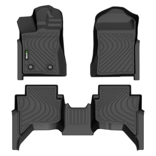 HAFIDI Floor Mats Custom for 2024-2026 Ford Ranger SuperCrew Cab All Weather Protection TPE Heavy Duty Non-Slip Automotive Floor Liners Fits Front& 2nd Row Full Set Accessories Black