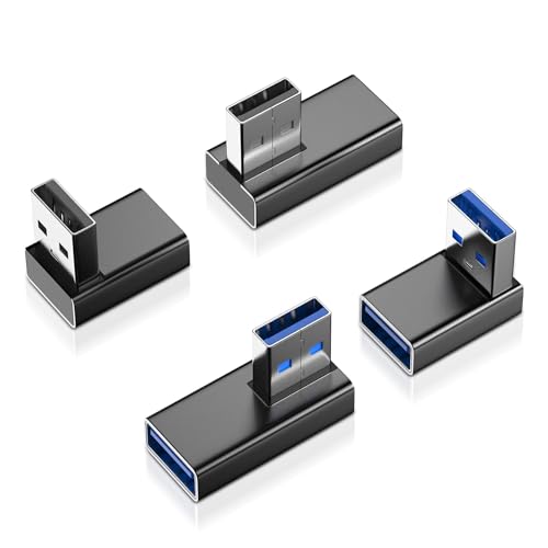 Hycago USB Winkelstecker 4 Stück US-B 90 Grad Adapter Winkelstecker für Datenübertragung Kompatibel mit PC Laptop Powerbank und die meisten USB-Geräte
