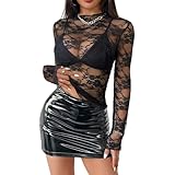✔ TOP À MANCHES LONGUES EN DENTELLE : Ce top en maille, en dentelle transparente, est parfait pour la superposition, à porter sous ou sur d'autres vêtements. Portez-le sur un chemisier pour un look irrésistible. Vous pouvez également le porter par-dessus un soutien-gorge pour un style plus audacieux.