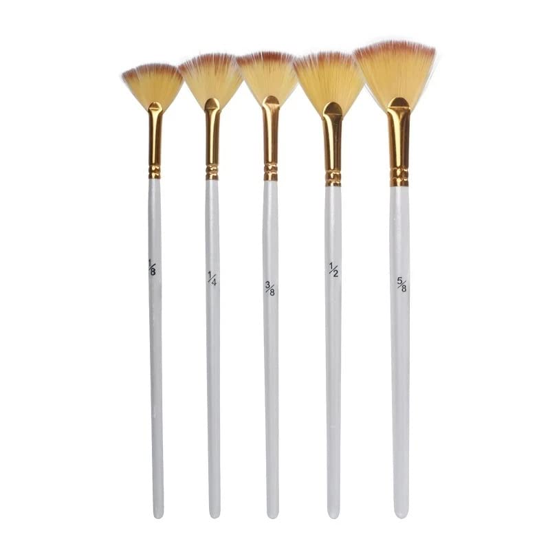 Set di spazzole per Olio in Nylon a Forma di ventaglio con Asta Corta in Legno,