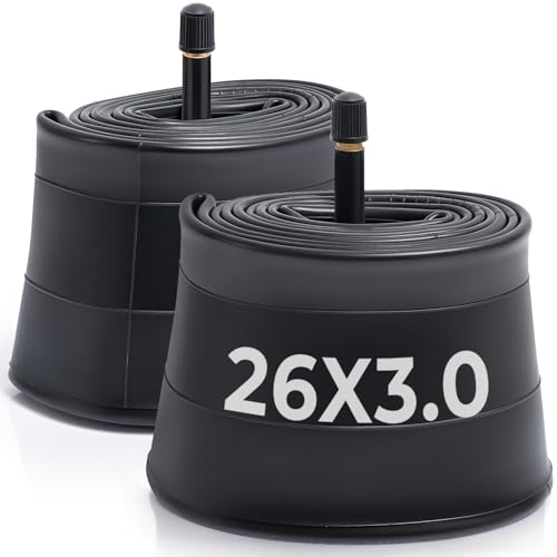 MetersGod 2本,26x3.0/26x3.5 自転車チューブ,26x3.0-3.5 自転車タイヤに対応,米式バルブ32mm,ブチルゴム,適用ファットバイク、シティバイク,MGN027