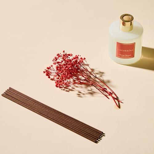 Image of COCORRINA Reed Diffuser - Orange Blossom 6.76 Fl.oz Reed Diffuser Sets with Preserved Flowers, Diffuser with 8 Sticks for Bathroom Shelf Decor