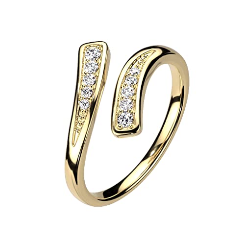 Paula & Fritz® Ring Damen Verstellbar Gold Zirkonia Klar 316L...