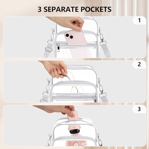 Image of Blvornl Clear Crossbody Bag with Adjustable Shoulder Strap, Stadium Approved PVC Purse Bag, Messenger Bag