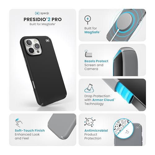 Image of Speck Presidio2 Pro iPhone 16 Pro Case - MagSafe Slim Black /Slate Grey