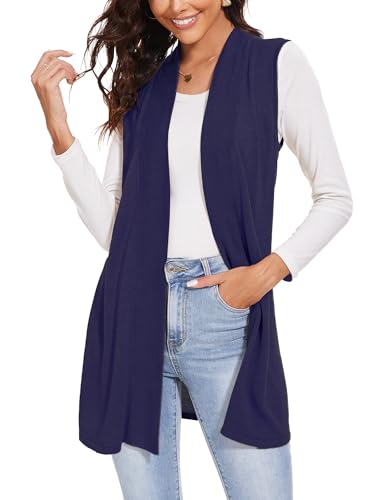 Image of Spicy Sandia Womens Sleeveless Long Knit Cardigan Vest | Open Front, Dressy Casual, for Office Work, Spring Fall 2026 Trendy