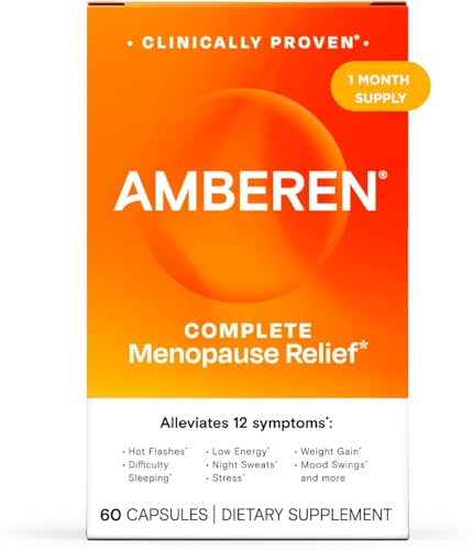 Amberen Menopause Supplement for Women, 60 Capsules, Clinically Proven, Helps Support Hormone Balance, Helps Relieve 12 Menopause Symptoms: Hot Flashes, Night Sweats, Mood Swings and More