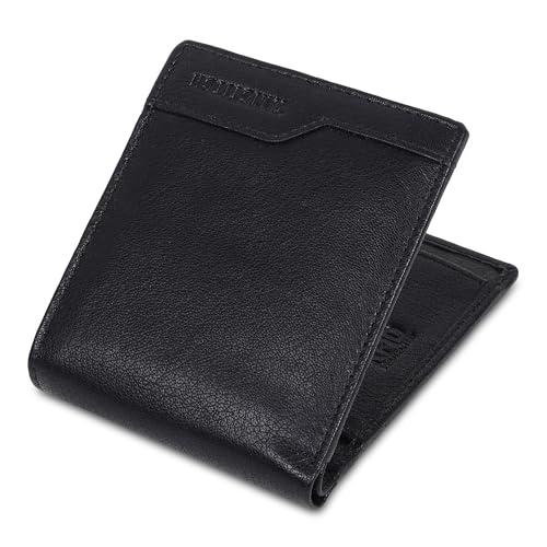 Image of TANSTITCH Slim Leather Wallet || Compact, Minimalist & Thin Wallet || RFID Protected (Black)