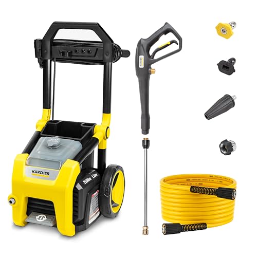 Kärcher Pressure Washer K2100PS, CETA Certified, 3 Spray Nozzles, Detergent Tank, for Cars, Driveways, Siding, Patios, 1.2 GPM