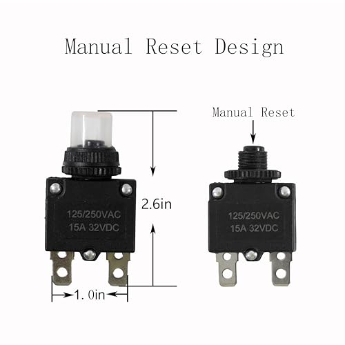Tiwerlfe TIWERLFE-BLACK BREAKER-3A 5Pcs Push Button Reset 3 Amp Circuit Breakers thumb #1