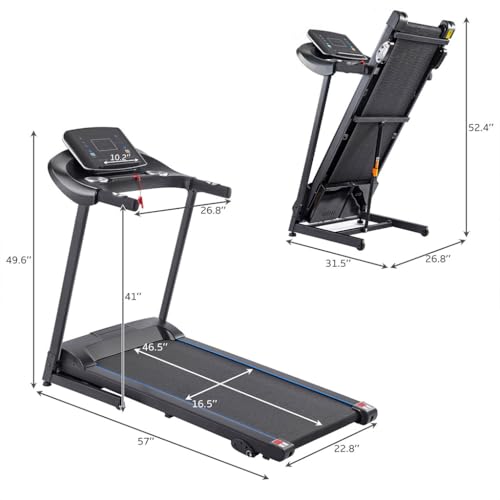 Image of Walking Treadmill, Electric Foldable Quiet Treadmill for Home Office Small Space Portable Walking Treadmill with Long Handrail and Shock Absorption & LED Display for Home