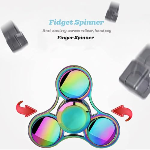 SCIONE Fidget spinner, z metalu, z łożyskiem ze stali nierdzewnej, 3–5 min, wysoka prędkość, dla dzieci, prezent na Wielkanoc (okrągły)