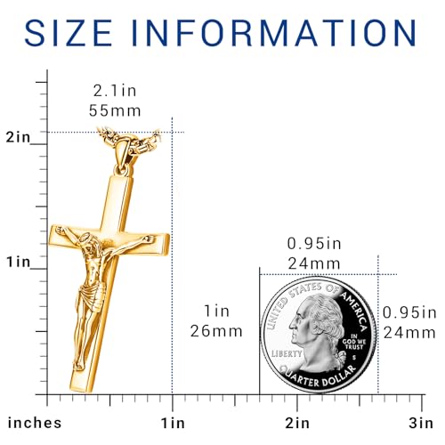 Eusense Cross Necklace for Women Men Crucifix Pendant Sterling Silver 925 Cruz De Caravaca Cross Jesus Crucifix Jewelry2