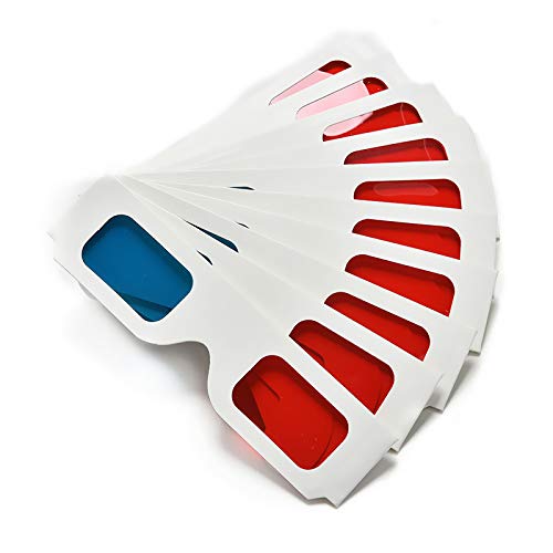 4Pcs Occhiali 3D universali in Carta Realizzati con cartoncino Bianco con Lenti Rosse e Ciano Adatto per Film Riviste TV Fumetti Anaglifi Video Internet Video e Immagini e Altro