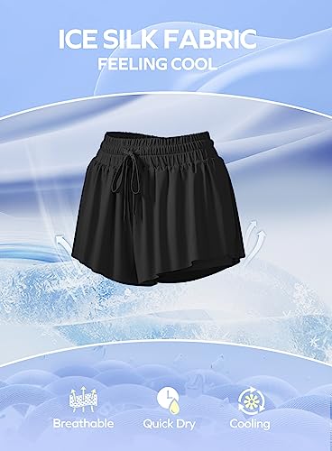 Ewedoos 2 in 1 Flowy Shorts Girls Butterfly Athletic Shorts Size 10-12 Cute Preppy Trendy Shorts Skirt for Teen Girls4