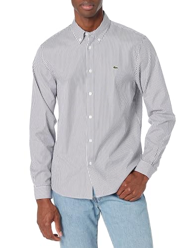 Lacoste Men's Regular Fit Long Sleeve Button Down Stripe Shirt