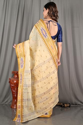 Image of eC ESHA'S COLLECTION Women's Traditional Pure Cotton Katki Tant Saree Without Blouse Piece