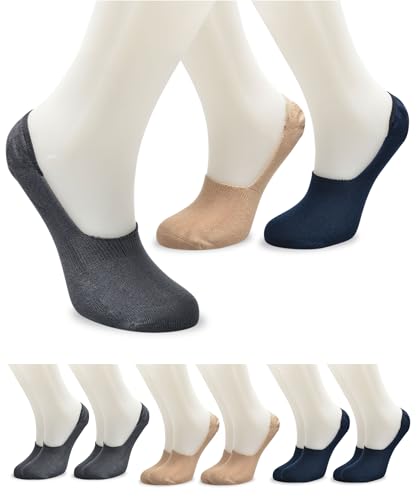 LadyMelex Calzini da uomo (6 paia) Calzini invisibili Calzini in bambù Super morbidi corti e traspiranti - 6 paia (2 affumicati, 2 blu scuro, 2 beige)