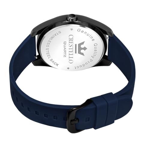 Image of CRESTELLO Silicone Strap Analog Wrist Watch with Day-Date Display for Men | 1 Year Warranty* | CR-BK205