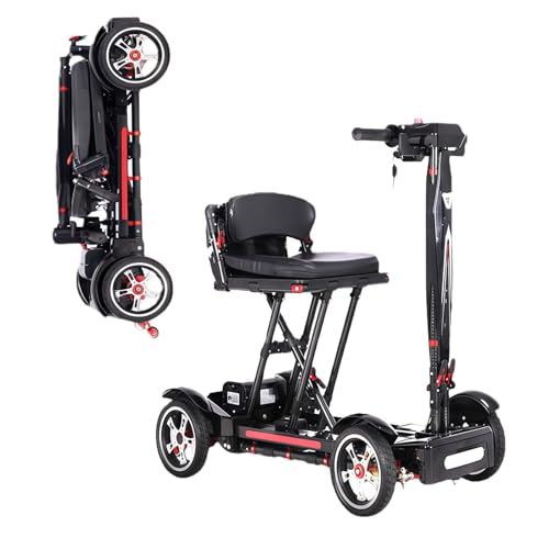 Scooter de Movilidad de 4 Ruedas, Scooter eléctrico Plegable y Ligero, Capacidad de Carga de 120 kg, Compacto y portátil para Viajes, Panel de Control fácil de Usar, Certificado para aeronaves. 18A
