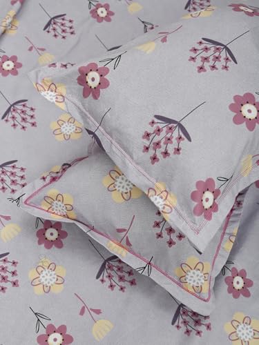Image of ROSARAHOME 180 TC Microfiber Flat Queen Size Double Bed Bedsheet with 2 Pillow Cover| Bedsheet:240cmx225cm Pillow Covers:45cmx70cm,Floral Purple