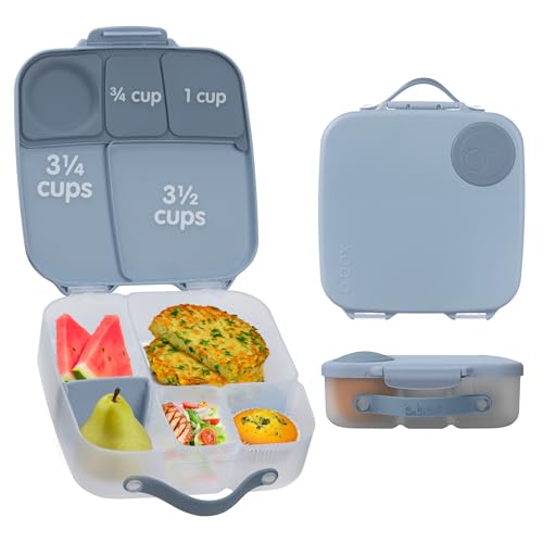 Image of b.box Lunch Box for Big Eaters All Ages - 8.5 Cup Leak Proof Bento Box with 4 Compartments, School Lunch Container with Ice Pack, Dishwasher Safe, BPA-Free, PFAS-Free - Chill Out
