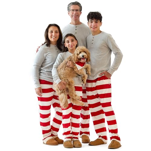 Butterblu JAMIE Matching Family Jammies Holiday Pajamas 100% Organic Cotton PJs Adults, Kids, Toddlers, Baby, Pets, Red Jumbo Stripe, 6 Years