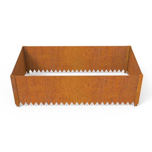 BUYYAH Cor-Ten Steel Raised Planter with Rust Patina Finish, Pre-Rusted Cor-Ten Raised Garden Bed Kit,2FT x 4FTx 14IN