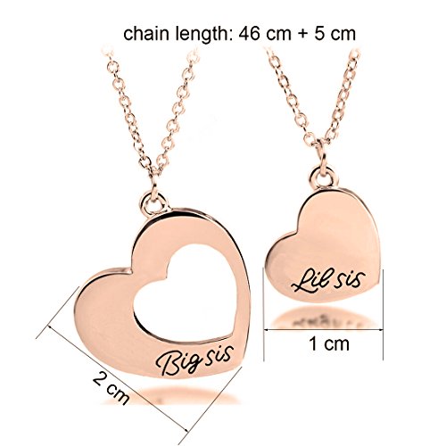 KUIYAI Sis Necklace for 2 Big Sis Little Sis Heart Pendant Necklace2