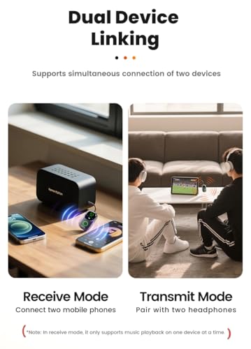 Image of Toocki Bluetooth 5.4 Adapter with LCD Display | 2-in-1 Wireless Transmitter & Receiver for TV, PC, Car Stereo, Home Audio | Supports Dual Headphones & Hands-Free Calls 3.5mm aux