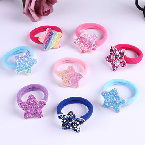 36 Pcs Toddler Hair Ties For Girls,Bow Hair Ties Cute Sparkle Seamless Rubber Band For Kids,Heart Star Butterfly Cartoon Cute Toddler Ponytail Holders In Pairs #TOP7