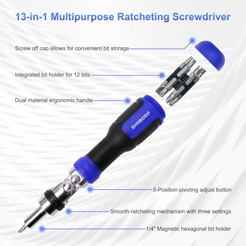 Image of SHARDEN 13-in-1 Ratchet Screwdriver Multi Screwdriver Tool All in One