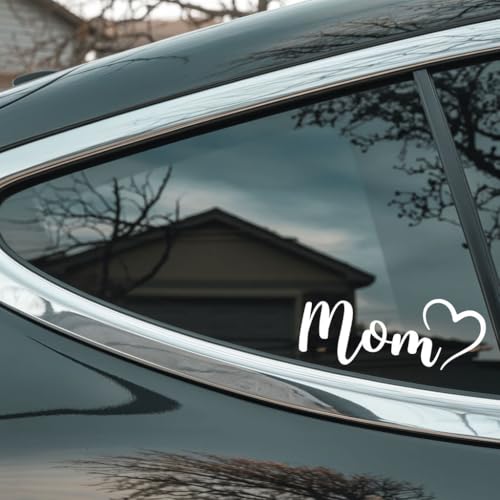 Calcomanía para auto Mom Script de vinilo con diseño de corazón moderno 4